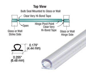 Translucent Vinyl Bulb Seal 5/32" Gap with Pre-Applied Tape- 5 pieces